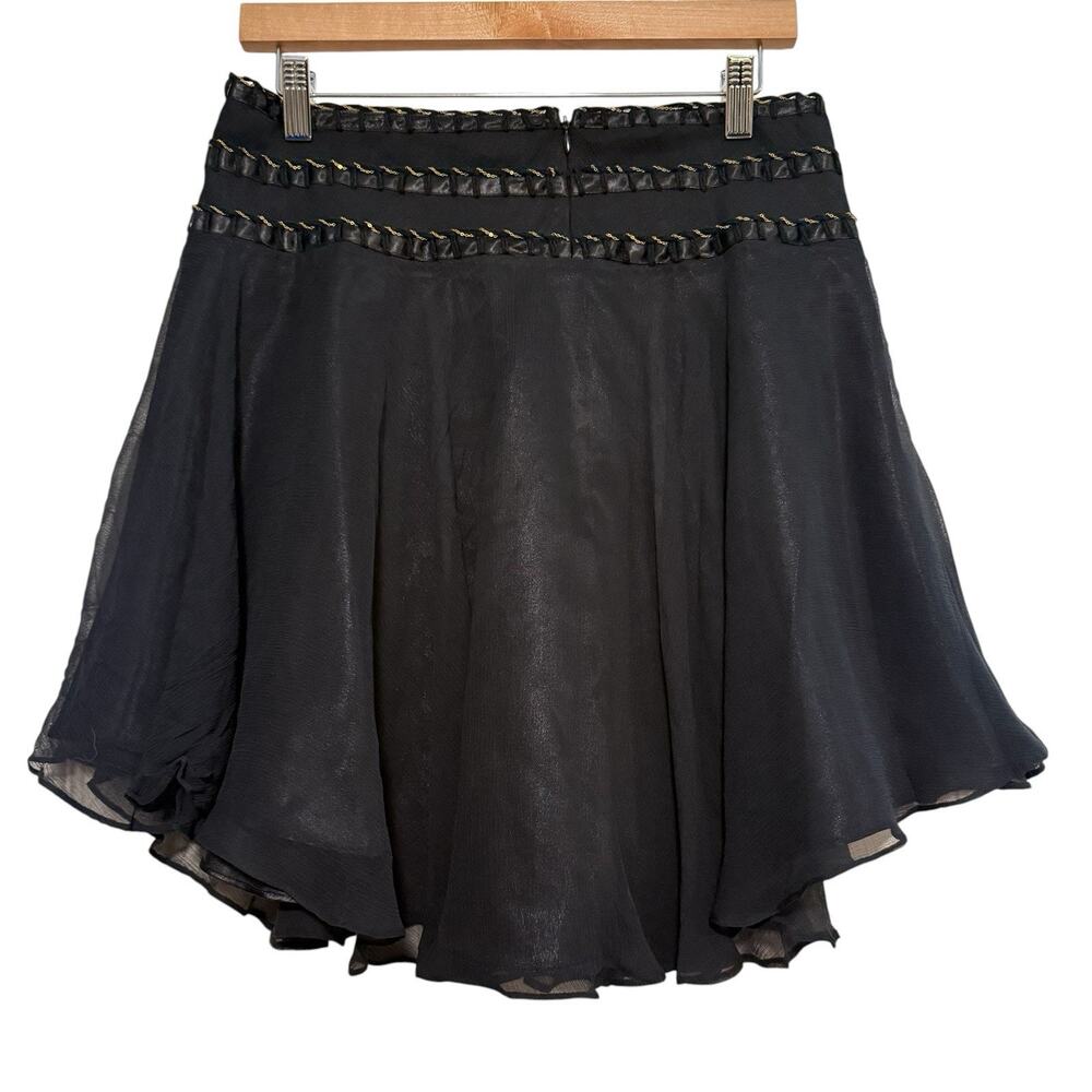 NWT BCBG Womens Black SILK Witchy Short Skirt SIZE 4 Whimsygoth Flowy Chain